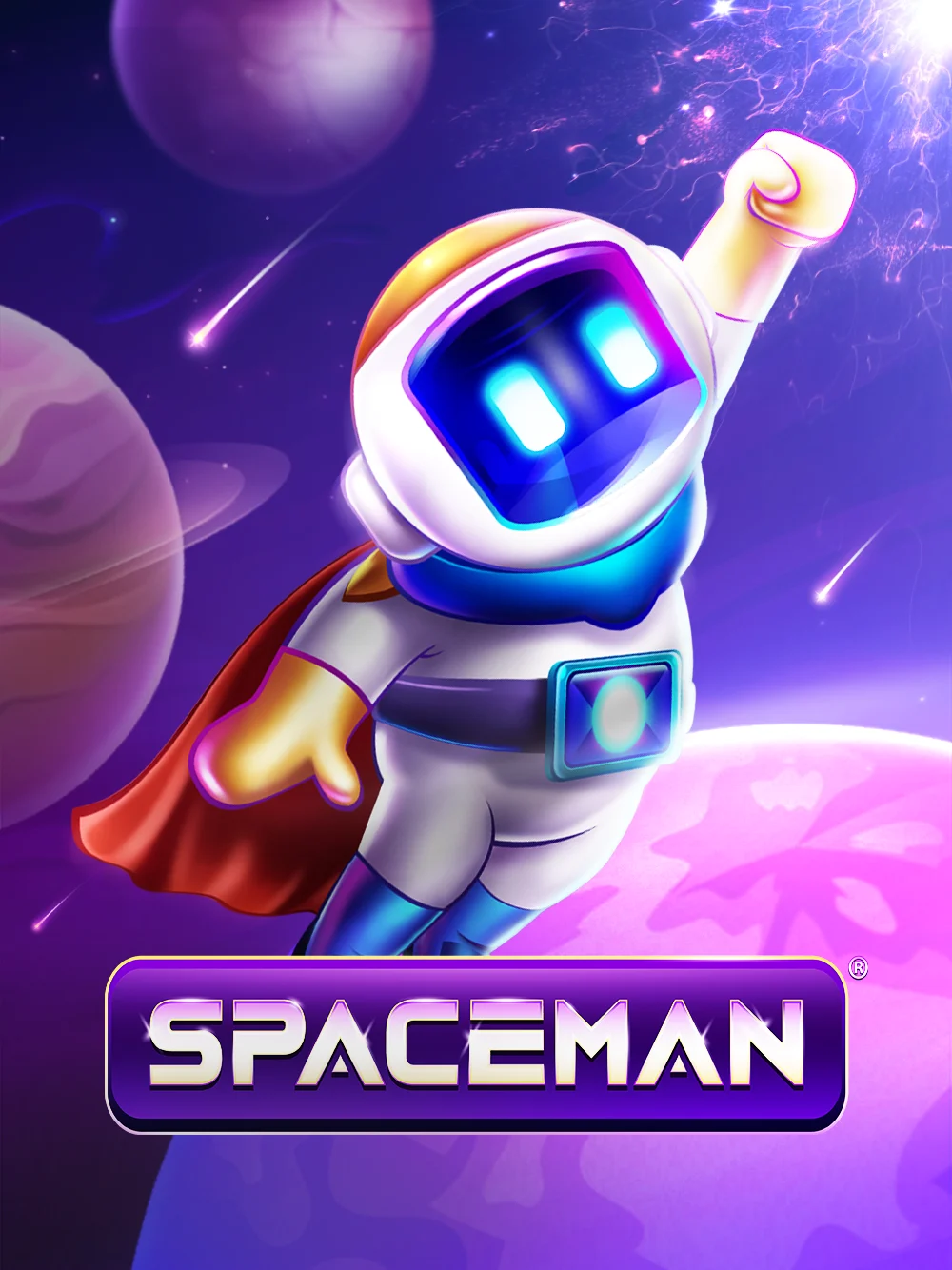 Portada del juego Spaceman con astronauta y estilo futurista de alto impacto.